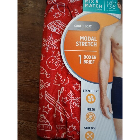 NIP Men's Jockey Active Ultra Soft Holiday Boxer Briefs Size M - Picture 3 of 5